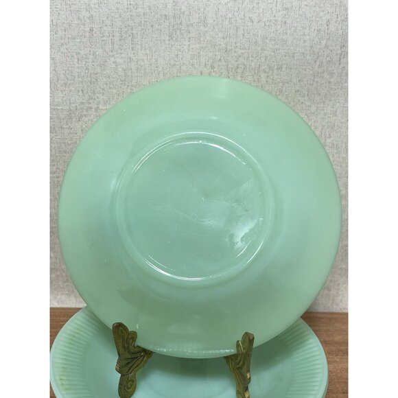 Jadeite Fire King Jane Ray Saucer Set Oven Ware Jadite USA Set Of 3 - Picture 7 of 7